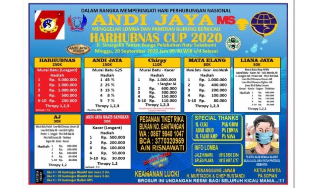 Kontes Burung Sukabumi HARHUBNAS CUP 2020, 20 September 2020