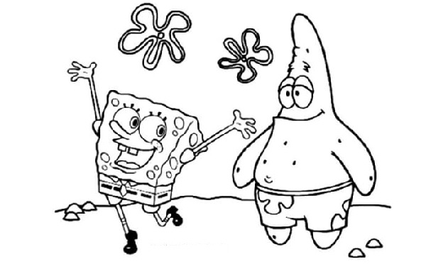 sketsa spongebob dan patrick